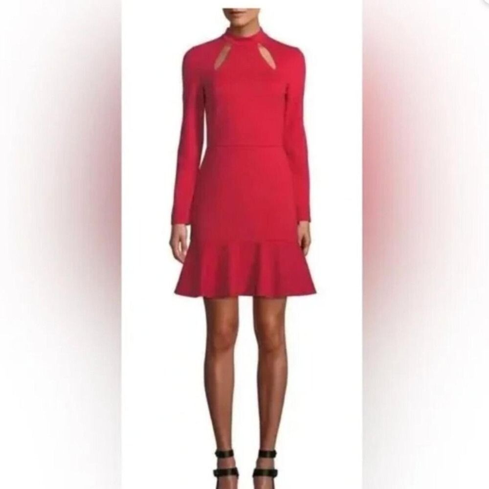 Alice + Olivia Marisela Red Cutout Keyhole Ruffle Hem Mini Dress 6